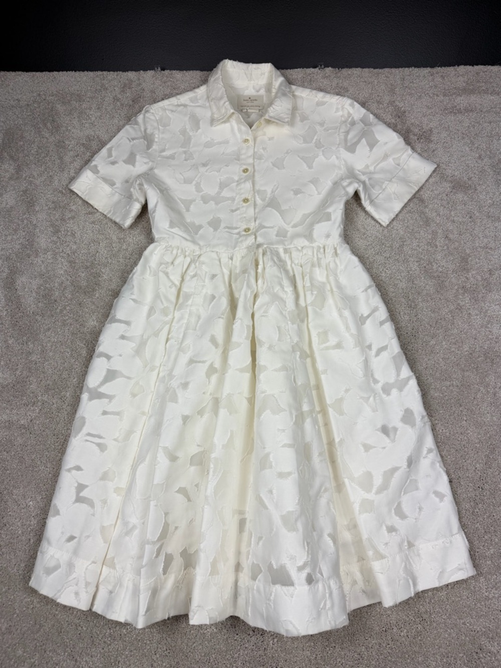 Kate Spade Off White Lace Tobin Shirt Fit And Flare‎ Dress Size 4